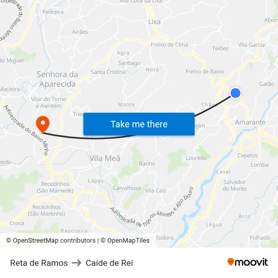 Reta de Ramos to Caíde de Rei map
