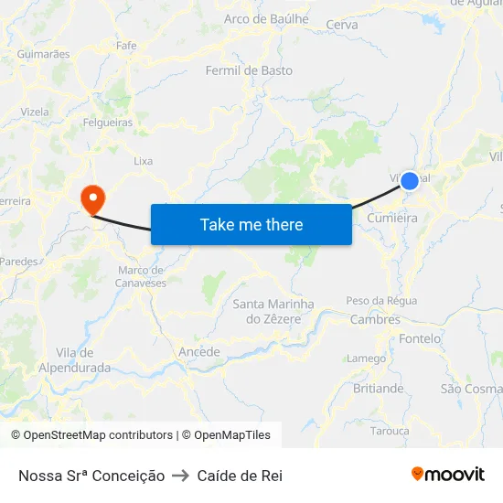 Nossa Srª Conceição to Caíde de Rei map