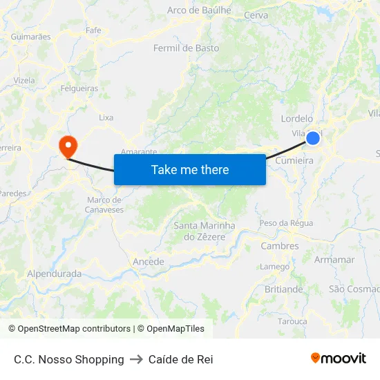 C.C. Nosso Shopping to Caíde de Rei map