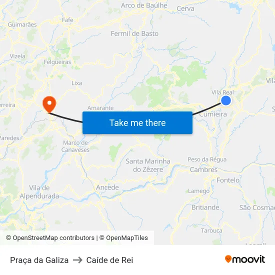Praça da Galiza to Caíde de Rei map