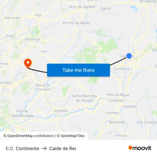 C.C. Continente to Caíde de Rei map