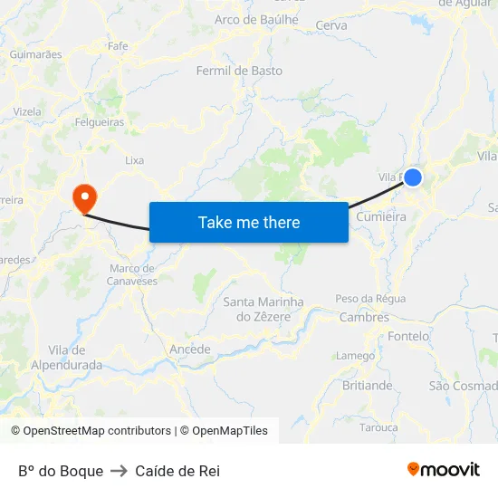 Bº do Boque to Caíde de Rei map