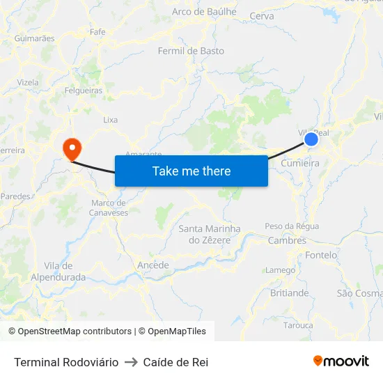 Terminal Rodoviário to Caíde de Rei map