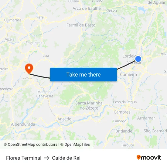 Flores Terminal to Caíde de Rei map