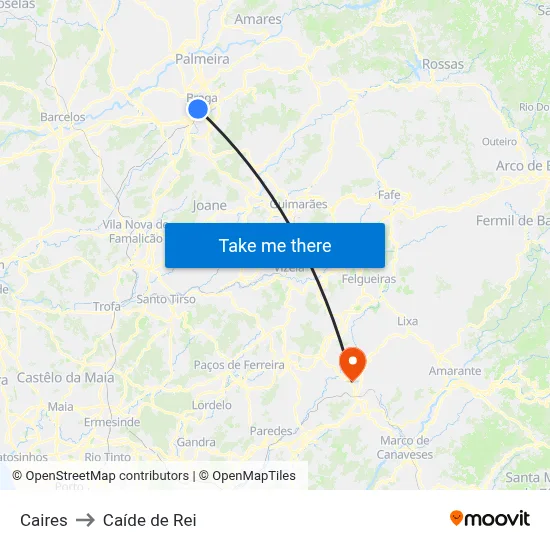 Caires to Caíde de Rei map