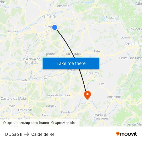 D João Ii to Caíde de Rei map