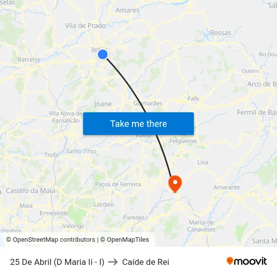 25 De Abril (D Maria Ii - I) to Caíde de Rei map
