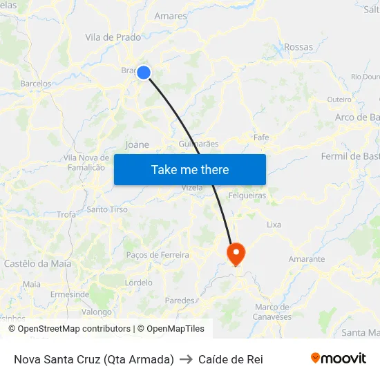 Nova Santa Cruz (Qta Armada) to Caíde de Rei map