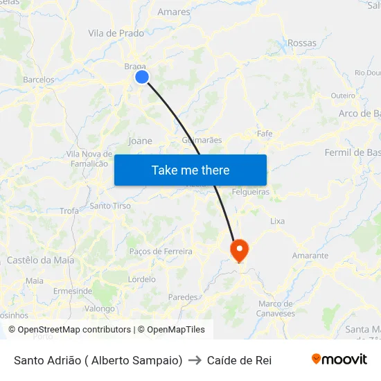 Santo Adrião ( Alberto Sampaio) to Caíde de Rei map