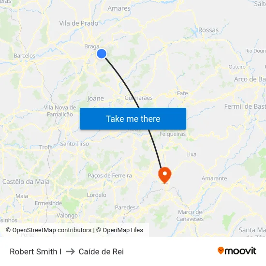 Robert Smith I to Caíde de Rei map
