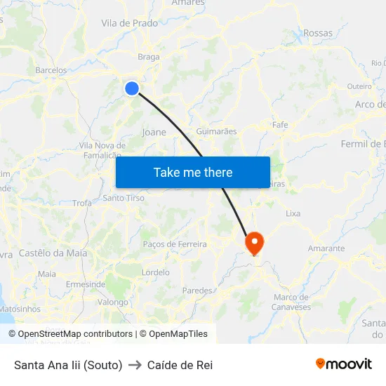 Santa Ana Iii (Souto) to Caíde de Rei map