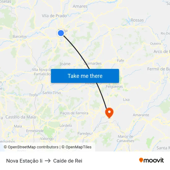 Nova Estação Ii to Caíde de Rei map