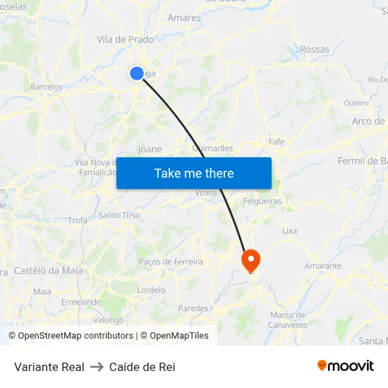Variante Real to Caíde de Rei map