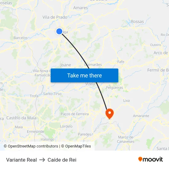 Variante Real to Caíde de Rei map