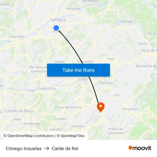 Cónego Insuelas to Caíde de Rei map