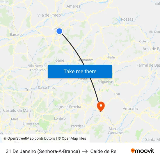 31 De Janeiro (Senhora-A-Branca) to Caíde de Rei map