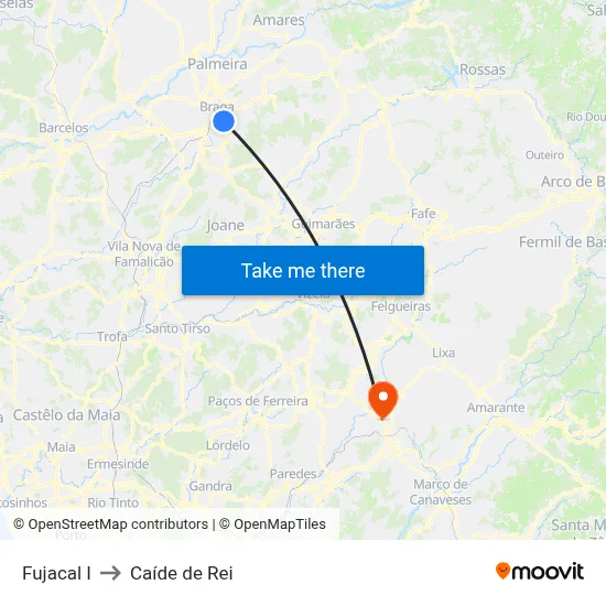 Fujacal I to Caíde de Rei map