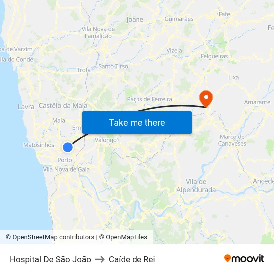 Hospital De São João to Caíde de Rei map