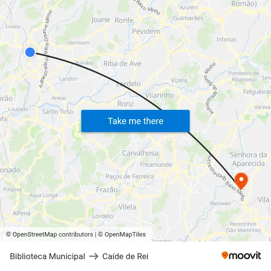 Biblioteca Municipal to Caíde de Rei map