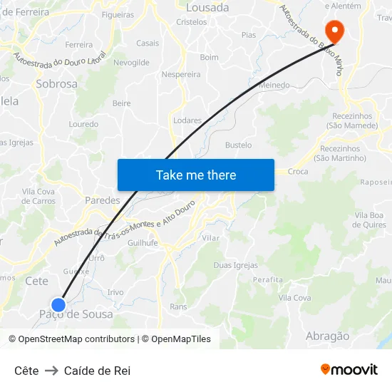 Cête to Caíde de Rei map