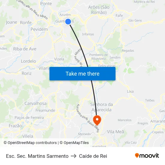 Esc. Sec. Martins Sarmento to Caíde de Rei map