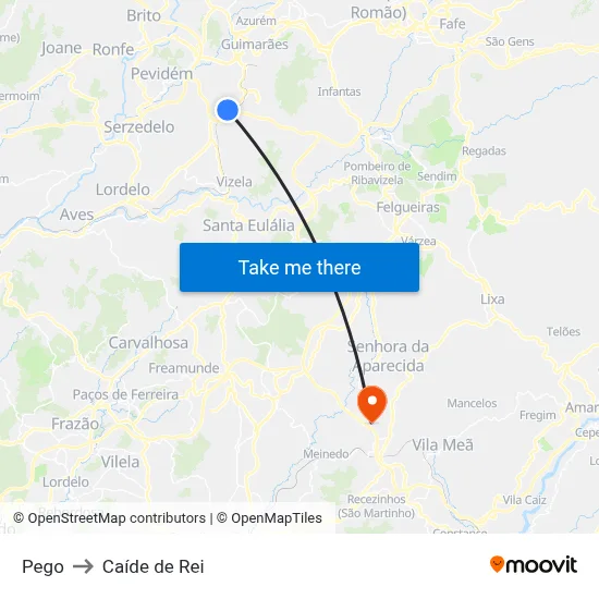 Pego to Caíde de Rei map