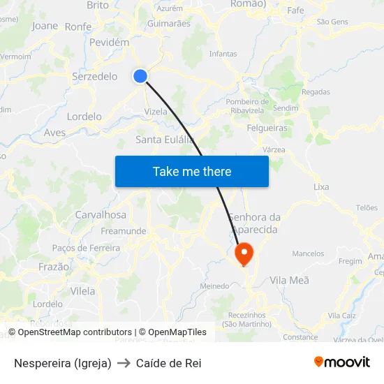Nespereira (Igreja) to Caíde de Rei map