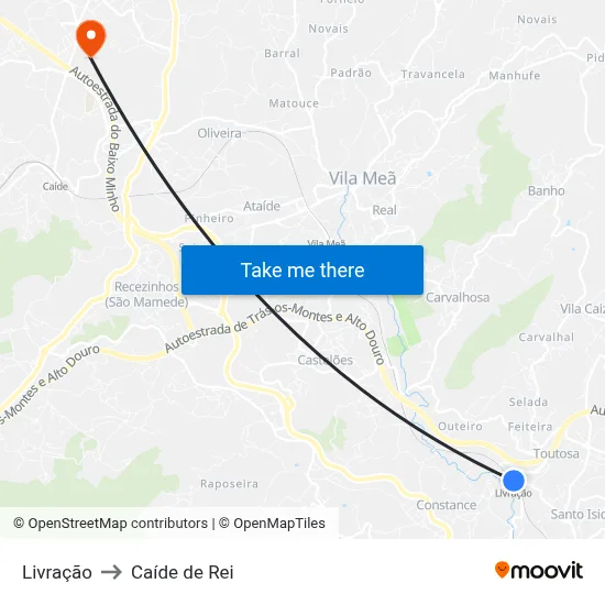 Livração to Caíde de Rei map