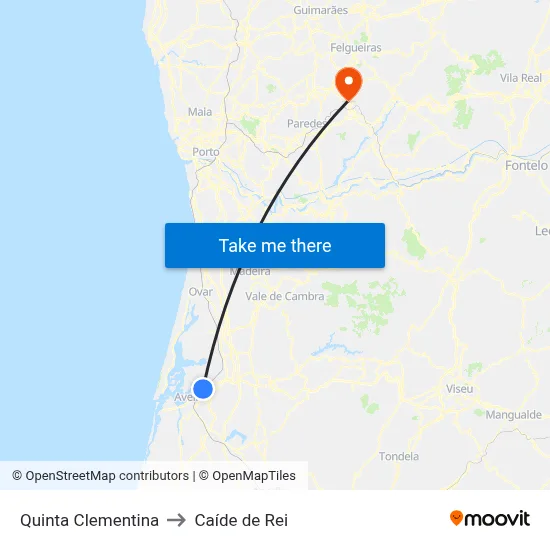 Quinta Clementina to Caíde de Rei map