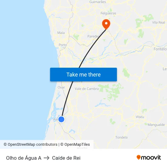 Olho de Água A to Caíde de Rei map