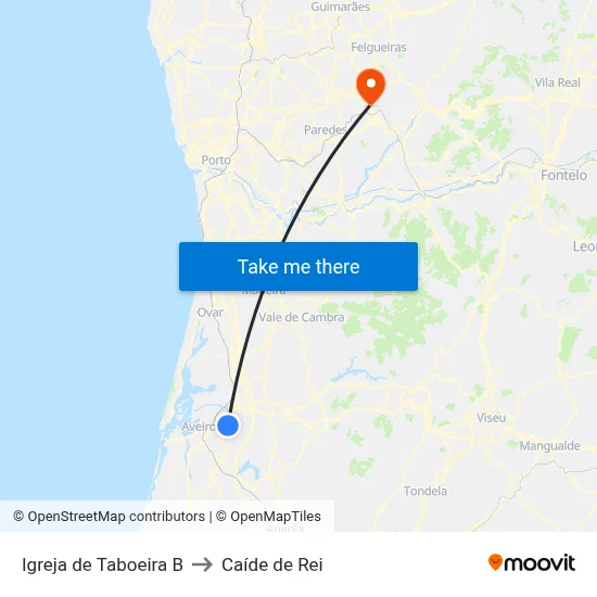 Igreja de Taboeira B to Caíde de Rei map