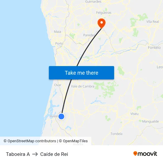 Taboeira A to Caíde de Rei map
