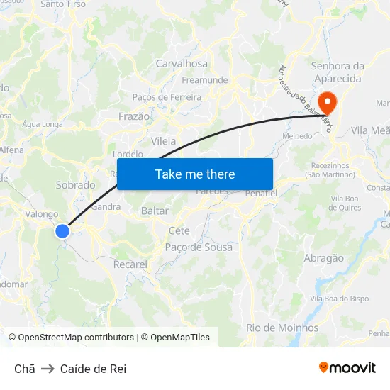 Chã to Caíde de Rei map