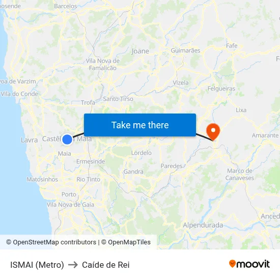 ISMAI (Metro) to Caíde de Rei map