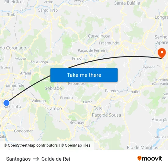Santegãos to Caíde de Rei map