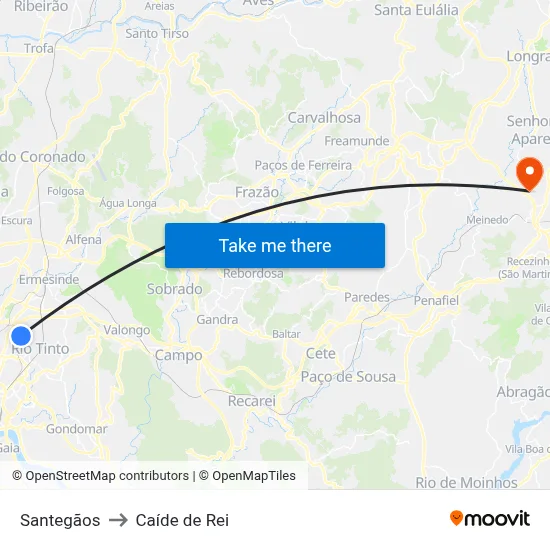 Santegãos to Caíde de Rei map