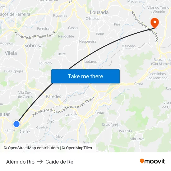 Além do Rio to Caíde de Rei map