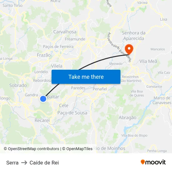 Serra to Caíde de Rei map