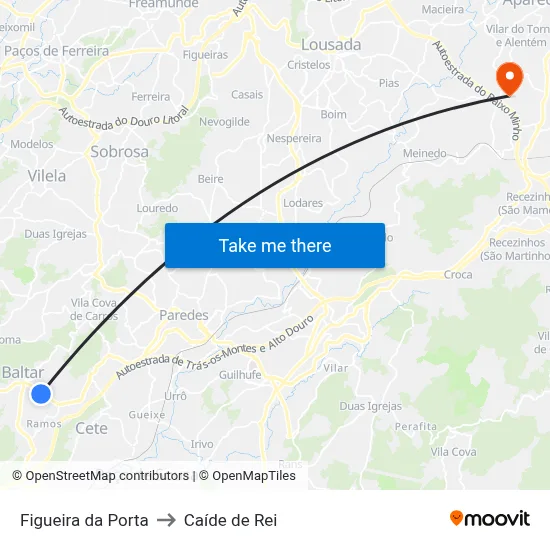 Figueira da Porta to Caíde de Rei map