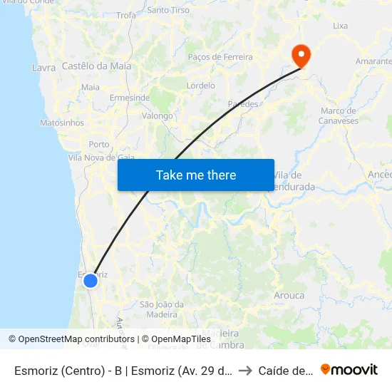 Esmoriz (Centro) - B | Esmoriz (Av. 29 de Março) to Caíde de Rei map