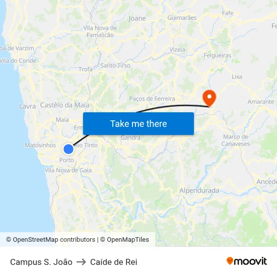 Campus S. João to Caíde de Rei map