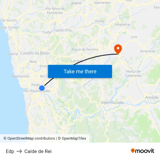 Edp to Caíde de Rei map