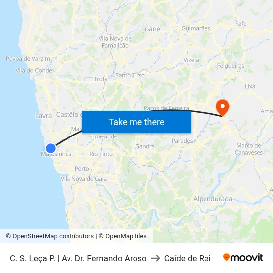 C. S. Leça P. | Av. Dr. Fernando Aroso to Caíde de Rei map