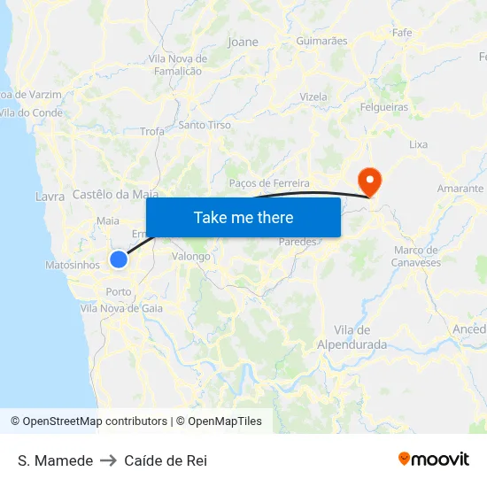 S. Mamede to Caíde de Rei map