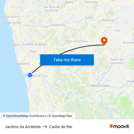 Jardins da Arrábida to Caíde de Rei map