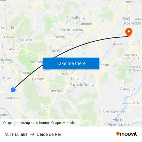 S.Ta Eulália to Caíde de Rei map