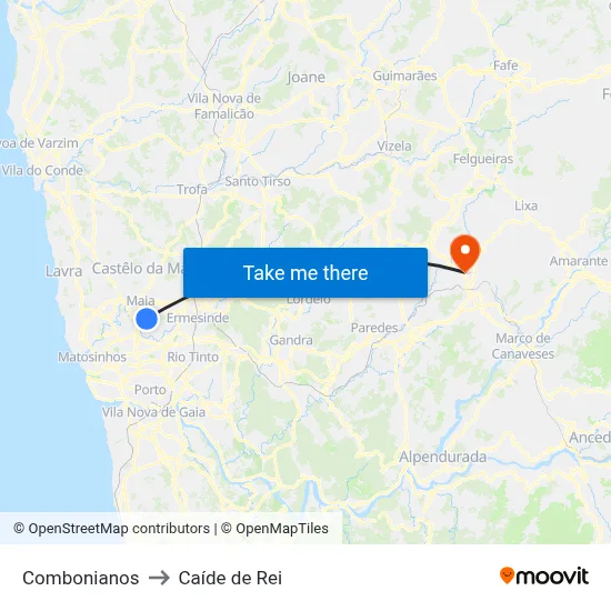 Combonianos to Caíde de Rei map