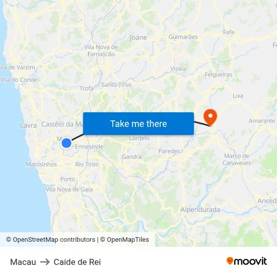 Macau to Caíde de Rei map