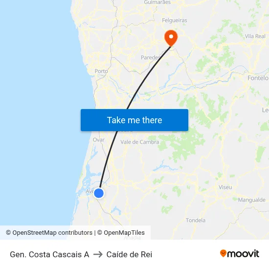 Gen. Costa Cascais A to Caíde de Rei map