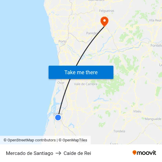 Mercado de Santiago to Caíde de Rei map